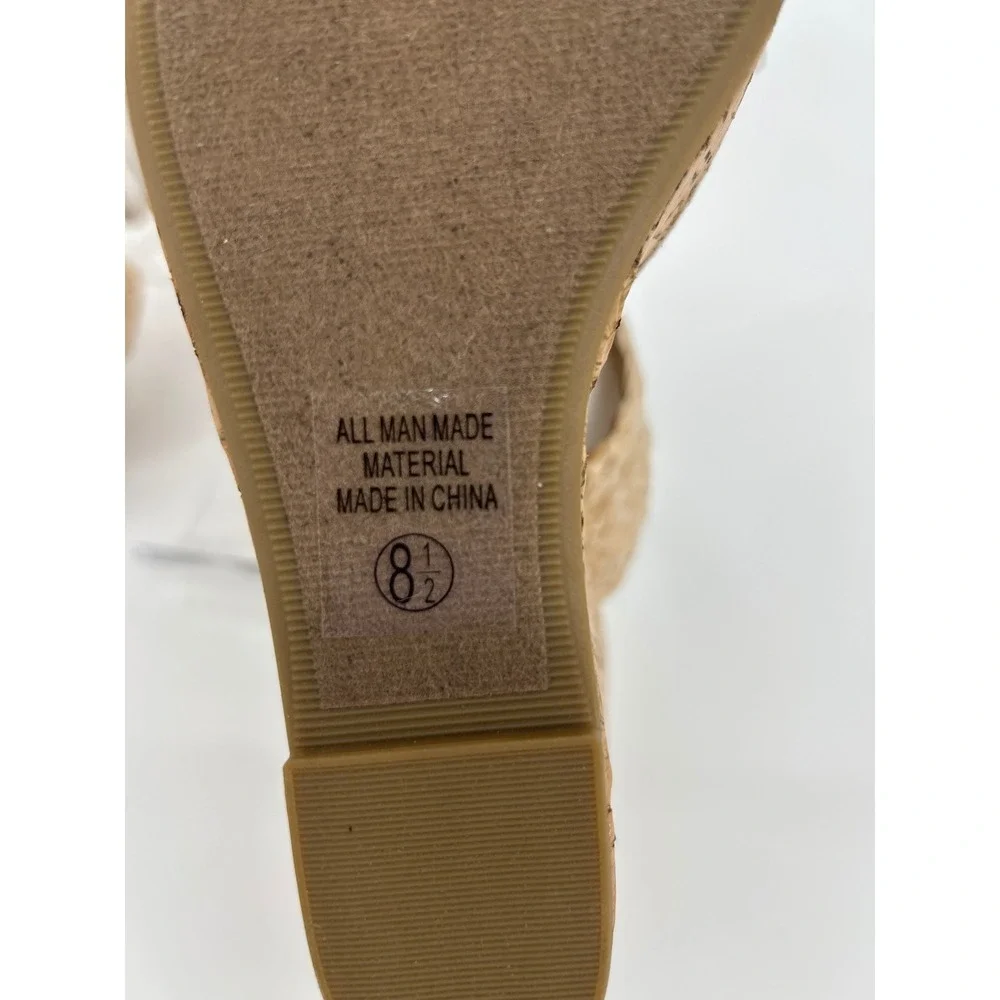 Delicious Bennett-S Womens Raffia Cork Wedge‎ Sandals Natural Tan Platform 8.5